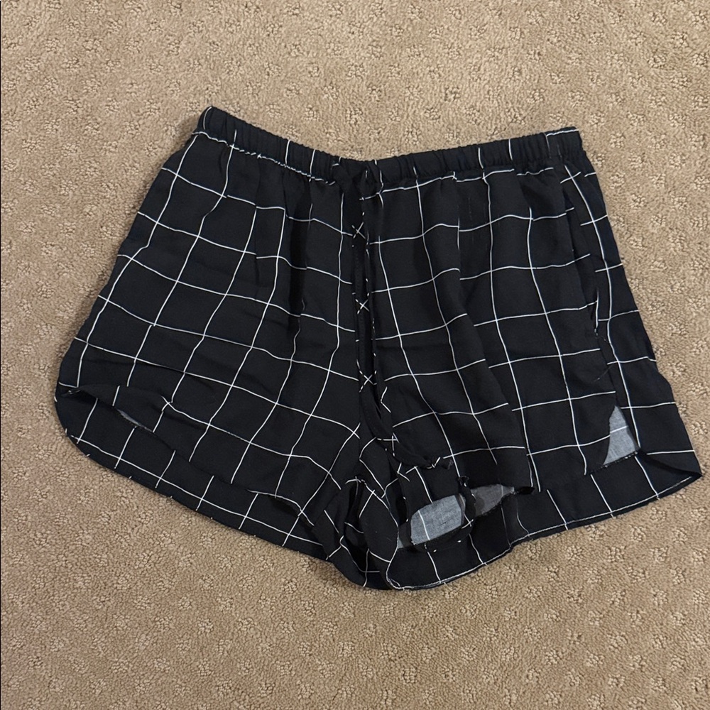 Brandy Melville Black Grid High Waist Shorts